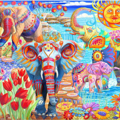 Bluebird Elephants in the Garden Jigsaw Puzzle (2000 Pieces)