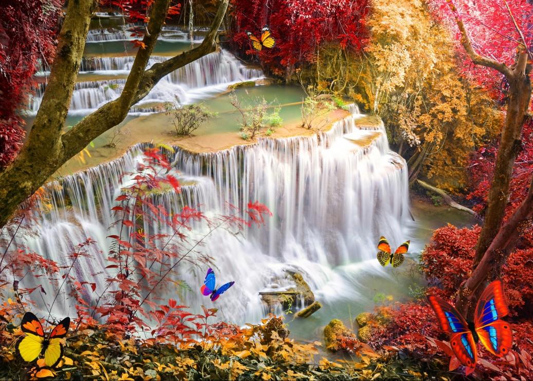 Grafika Deep Forest Waterfall Jigsaw Puzzle (500 Pieces)