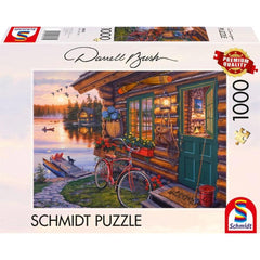 Schmidt Darrell Bush: Lakeside Cabin with Bike Jigsaw Puzzle (1000 Pieces)