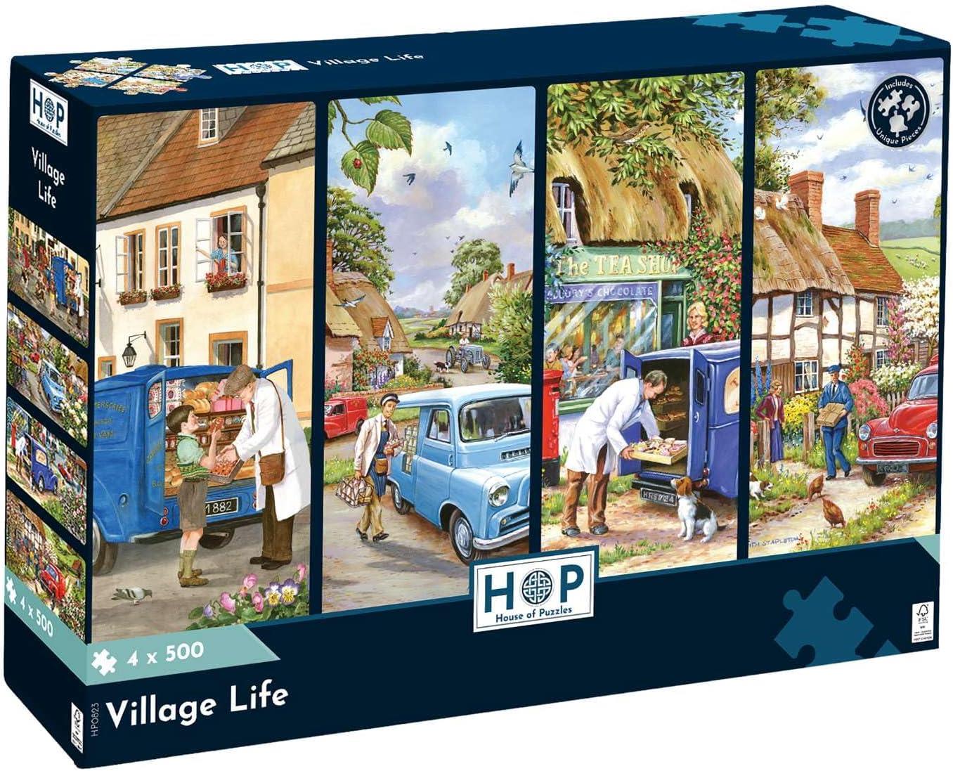 House of Puzzles Village Life Jigsaw Puzzles (4 x 500 Pieces)
