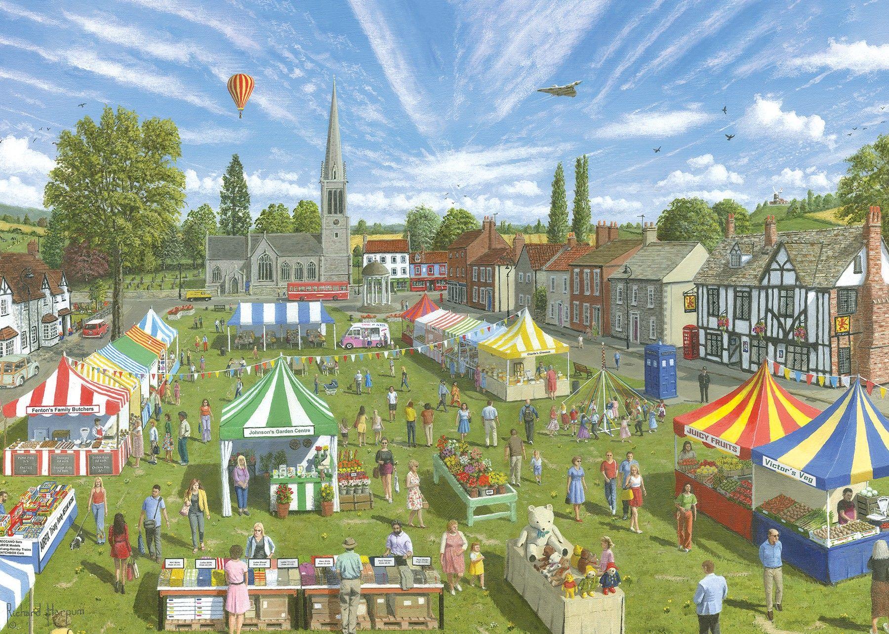 Falcon Deluxe The Village Fete Jigsaw Puzzle (500 XL Extra Large Pieces)