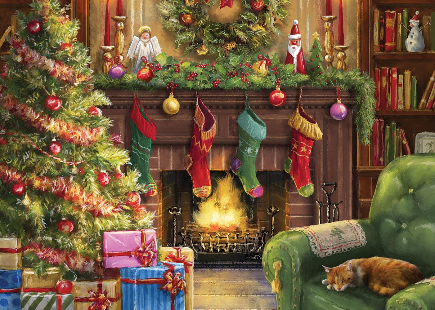 Bluebird Cozy Christmas Evening Jigsaw Puzzle (500 Pieces)