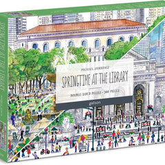 Galison Springtime at the Library, Michael Storrings Double-Sided Jigsaw Puzzle (500 Pieces)