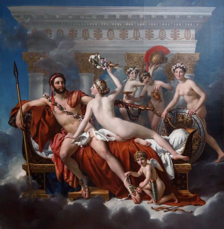 Grafika Jacques-Louis David: Mars Being Disarmed by Venus, 1824 Jigsaw Puzzle (1000 Pieces)