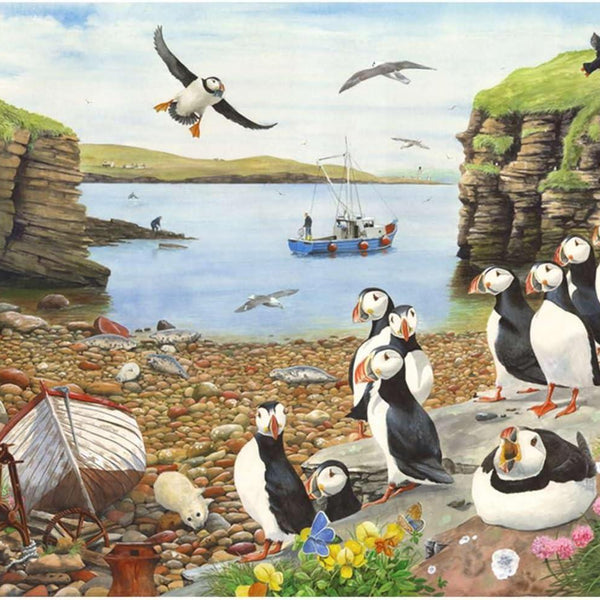 House of Puzzles Puffin Parade Jigsaw Puzzle (Big 500 XL Pieces)