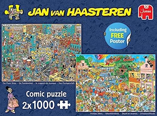 Jan Van Haasteren Music Shop & Holiday Jitters Jigsaw Puzzles (2 x 1000 Pieces) - DAMAGED