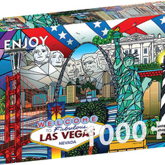 Enjoy American Landmarks Collage Jigsaw Puzzle (1000 Pieces)