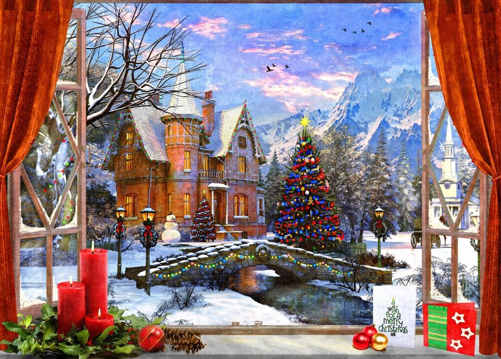 Bluebird Christmas Mountain View Jigsaw Puzzle (500 Pieces)