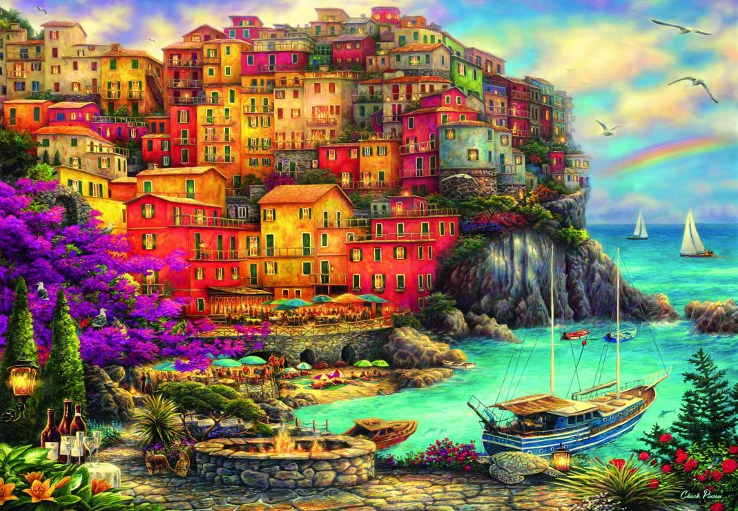 Bluebird A Beautiful Day at Cinque Terre Jigsaw Puzzle (1000 Pieces)