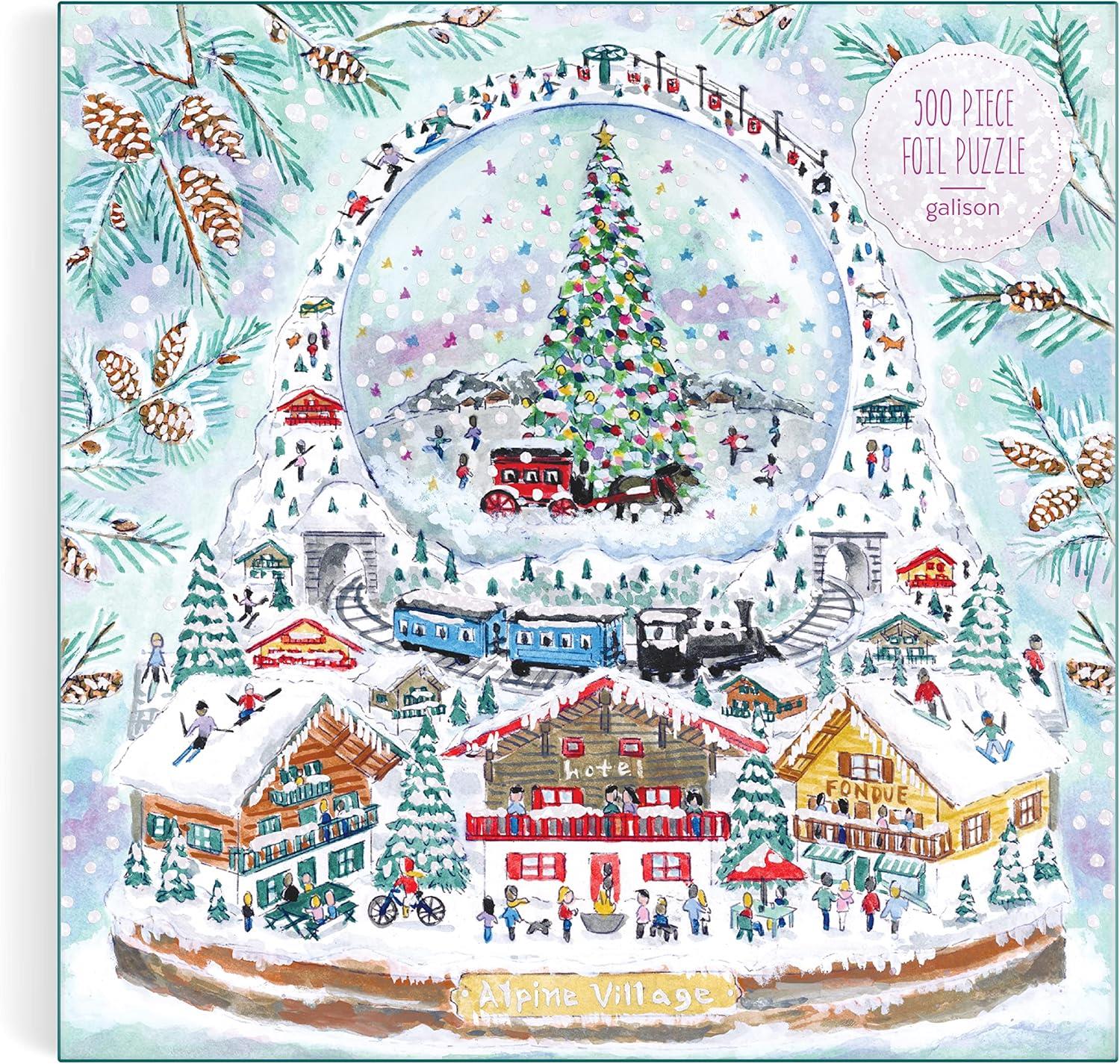 Galison Michael Storrings Alpine Village Snowglobe Foil Jigsaw Puzzle (500 Pieces)