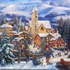 Bluebird Sledding To Town, Chuck Pinson Jigsaw Puzzle (1500 Pieces)