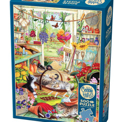 Cobble Hill Potting Shed Cats Jigsaw Puzzle (500 XL Pieces)
