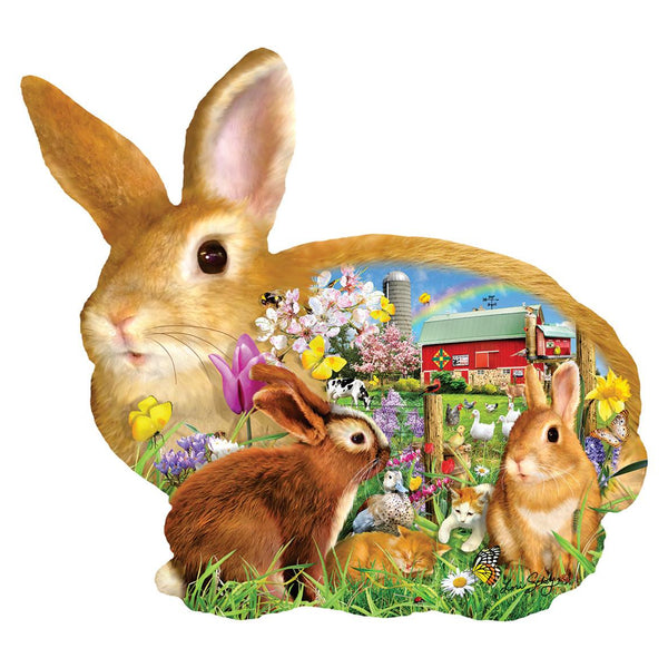Sunsout Springtime Bunnies - Lori Schory - Shaped Jigsaw Puzzle (1000 Pieces)