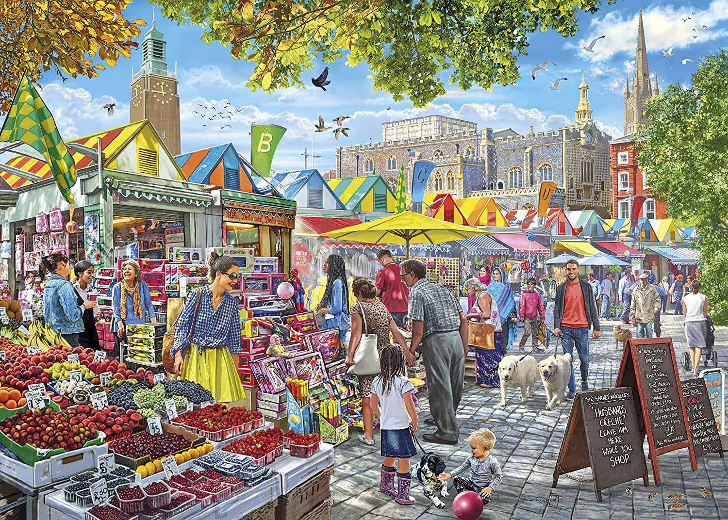 Gibsons Market Day, Norwich Jigsaw Puzzle (1000 Pieces)