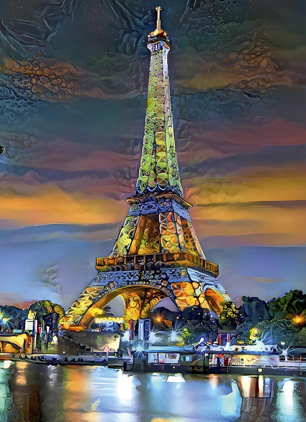 Bluebird Eiffel Tower At Sunset, Paris, France Jigsaw Puzzle (1000 Pieces)