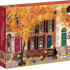 Galison Autumn in the Neighborhood Jigsaw Puzzle (1000 Pieces) DAMAGED