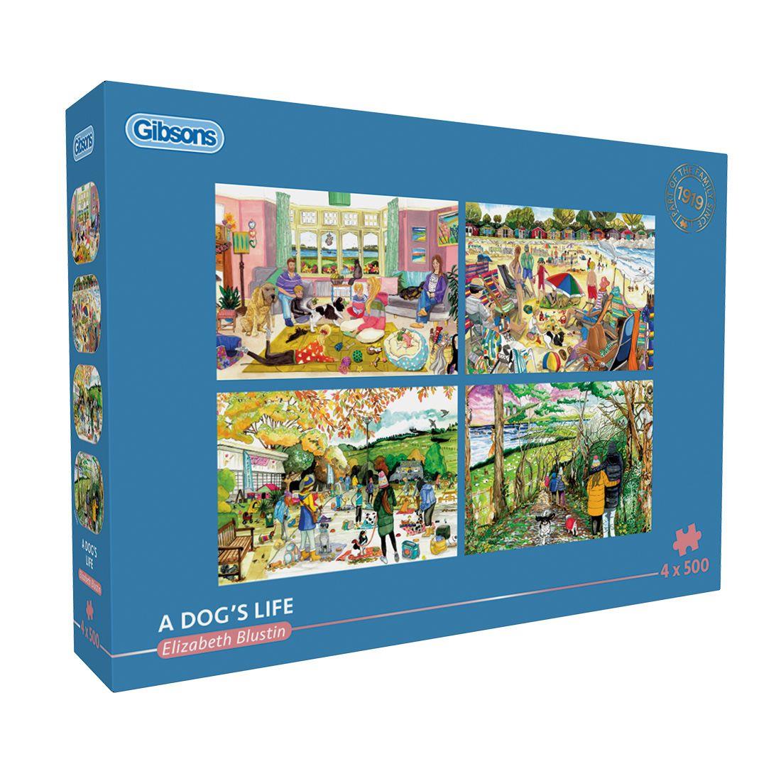 Gibsons A Dog's Life Jigsaw Puzzle (4 x 500 Pieces) - DAMAGED BOX
