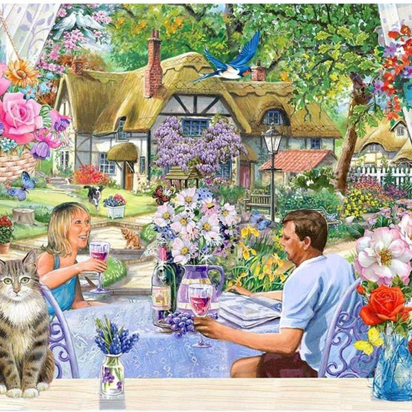 House of Puzzles Enjoying the Garden Big Jigsaw Puzzle (500 XL Pieces)