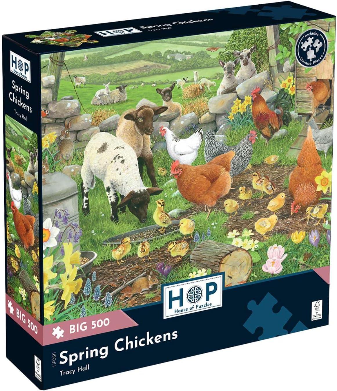 House of Puzzles Spring Chickens BIG Jigsaw Puzzle (500 XL Pieces)