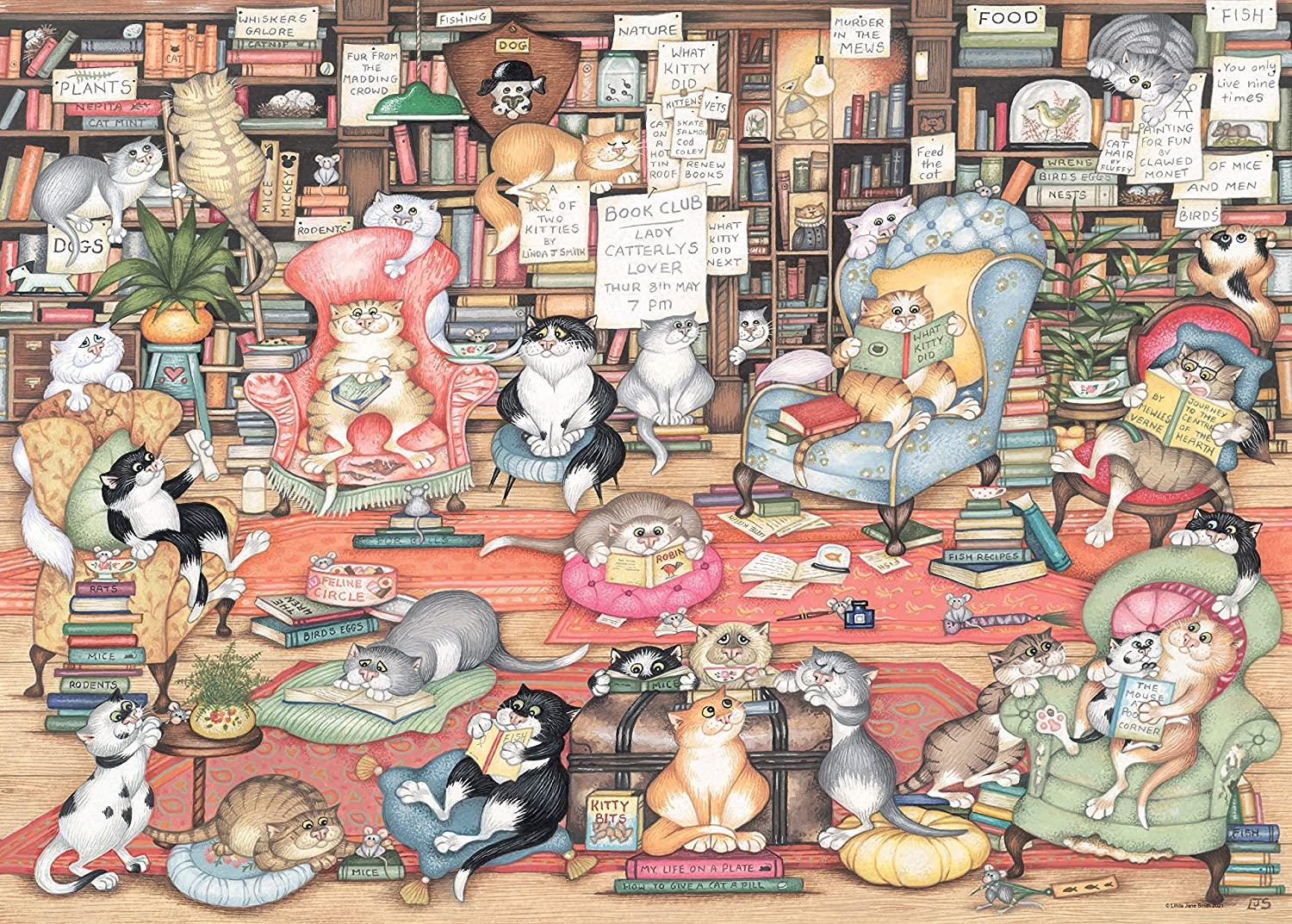Ravensburger Crazy Cats Bingley's Bookclub Jigsaw Puzzle (1000