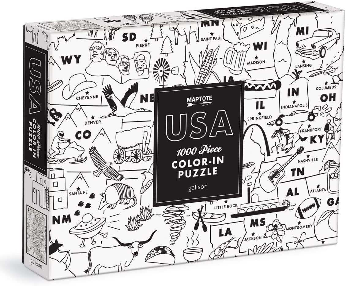 Galison Maptote USA Color-In Jigsaw Puzzle (1000 Pieces)
