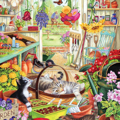 Cobble Hill Potting Shed Cats Jigsaw Puzzle (500 XL Pieces)