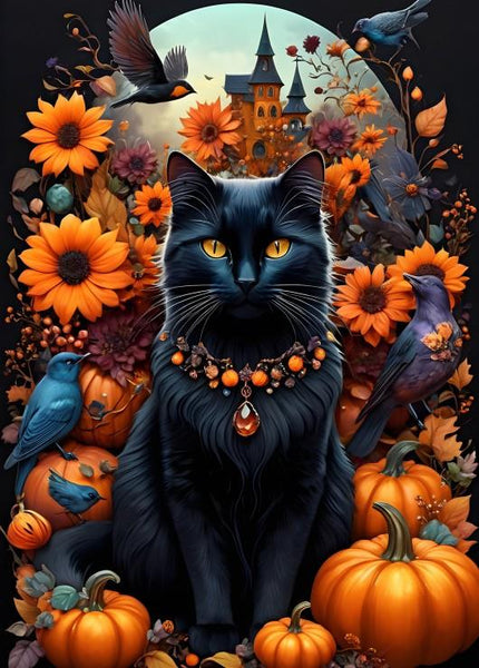 Bluebird Autumn Cat Jigsaw Puzzle (500 Pieces)