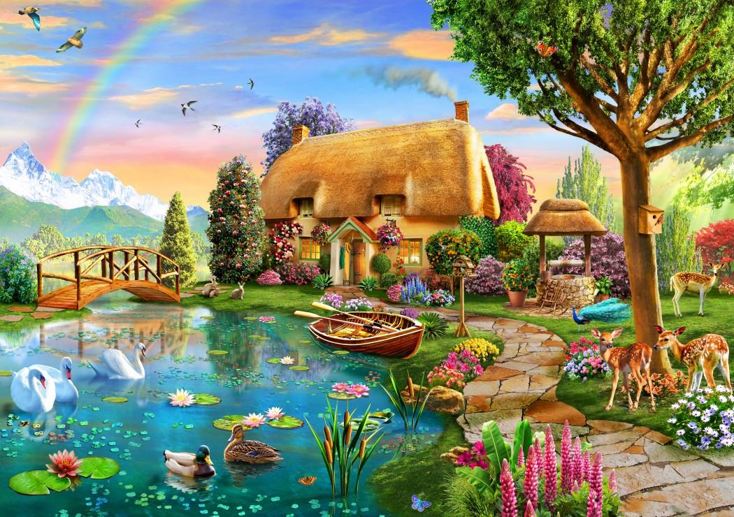 Bluebird Lakeside Cottage Jigsaw Puzzle (2000 Pieces)