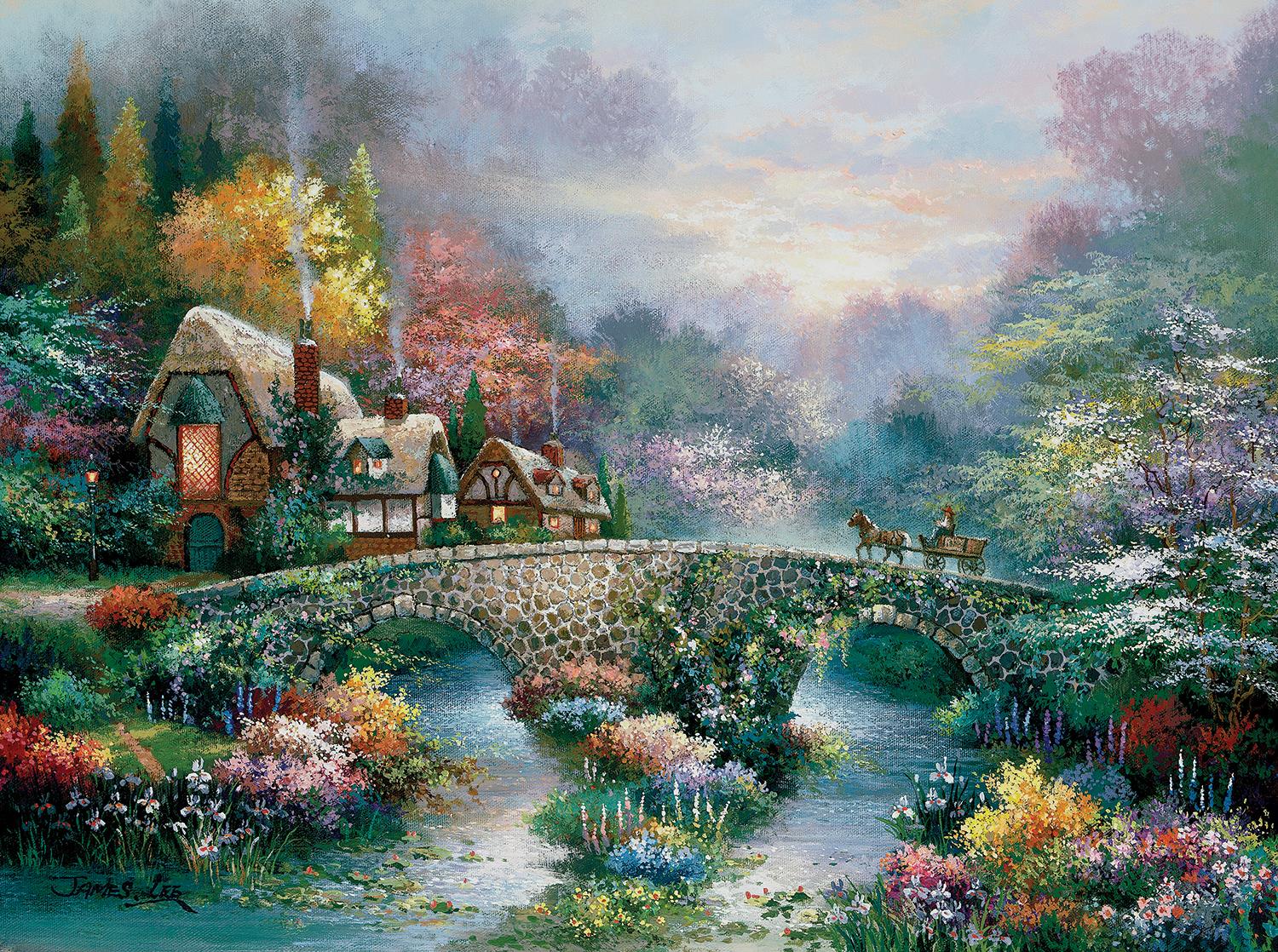 Sunsout Peaceful Cottage, James Lee Jigsaw Puzzle (1000 Pieces)