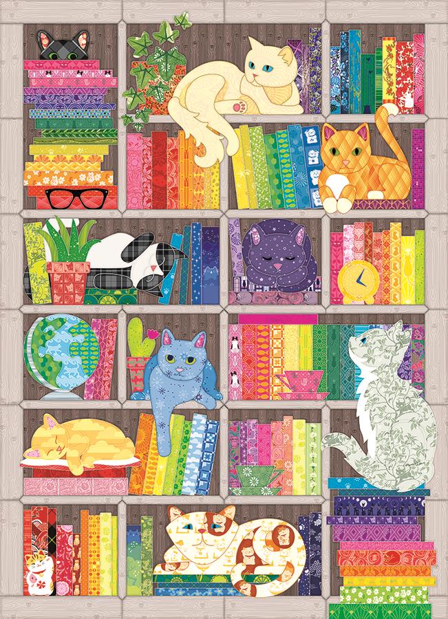 Cobble Hill Rainbow Cat Quilt Jigsaw Puzzle (1000 Pieces)