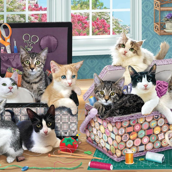 Cobble Hill Crafty Kittens Jigsaw Puzzle (500 XL Pieces)
