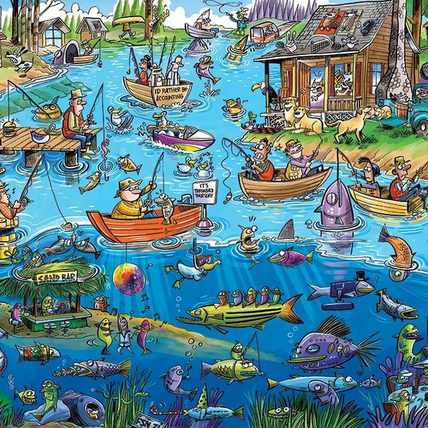 Cobble Hill Doodletown: Gone Fishing Jigsaw Puzzle (1000 Pieces)