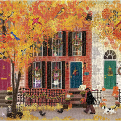 Galison Autumn in the Neighborhood Jigsaw Puzzle (1000 Pieces) DAMAGED