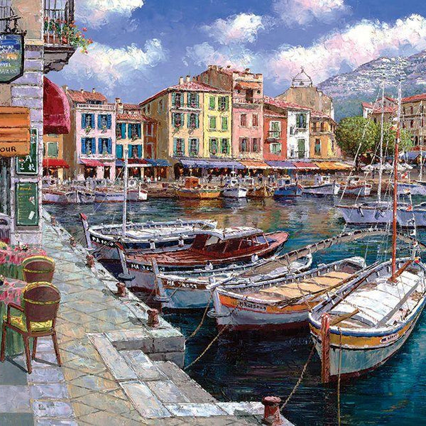 Cobble Hill Café in Cassis Jigsaw Puzzle (1000 Pieces)