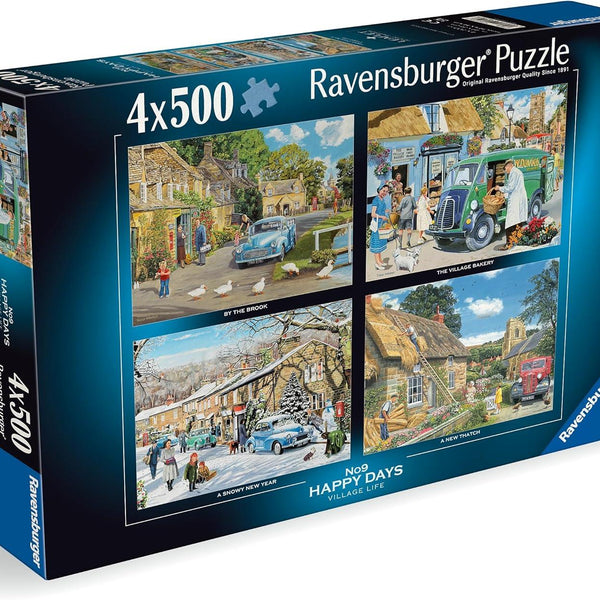 Ravensburger Happy Days No 9 Village Life Jigsaw Puzzle (4 x 500 Pieces) DAMAGED BOX
