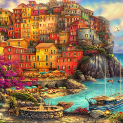 Bluebird Chuck Pinson - A Beautiful Day at Cinque Terre Jigsaw Puzzle (2000 Pieces)