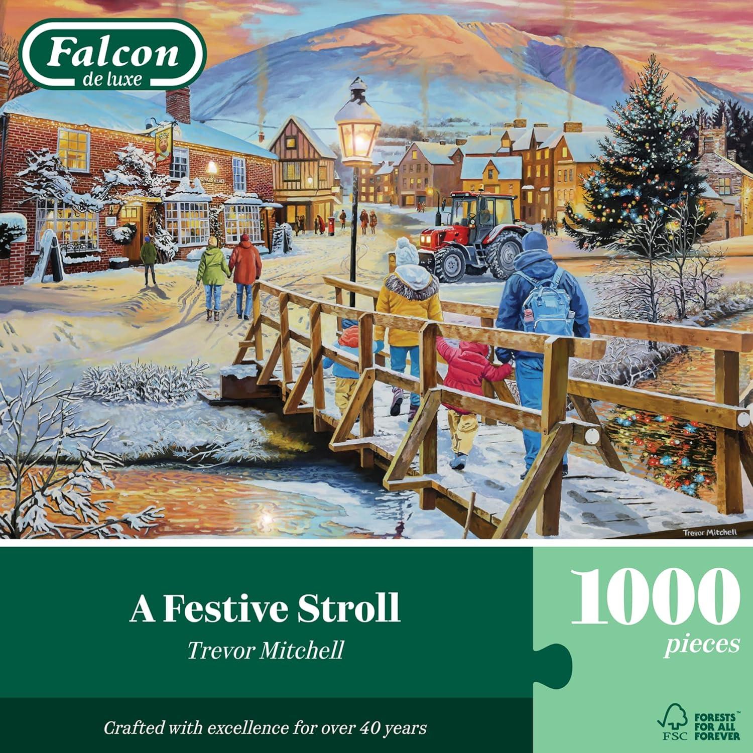 Falcon Deluxe A Festive Stroll Jigsaw Puzzle (1000 Pieces) DAMAGED BOX