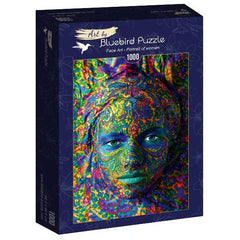 Bluebird Art Face Art - Portrait of woman Jigsaw Puzzle (1000 Pieces)