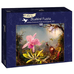 Bluebird Art Martin Johnson Heade - Cattleya Orchid & Three Hummingbirds Jigsaw Puzzle (1000 Pieces)