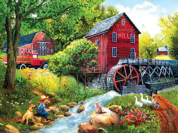 Sunsout Playing Hookey At The Mill - Tom Wood Jigsaw Puzzle (1000 Pieces)