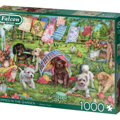 Falcon Deluxe Puppies in the Garden Jigsaw Puzzle (1000 Pieces)