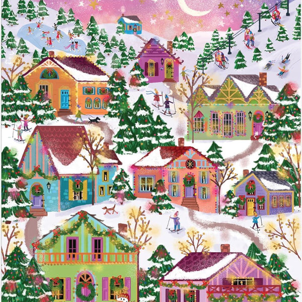 Galison Joy Laforme Snowcap Village Foil Jigsaw Puzzle (1000 Pieces)