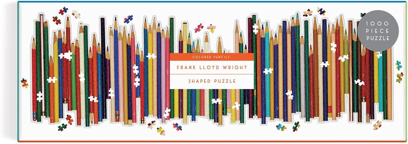 Galison Colored Pencils,  Frank Lloyd Wright Shaped Panorama Jigsaw Puzzle (1000 Pieces) DAMAGED BOX