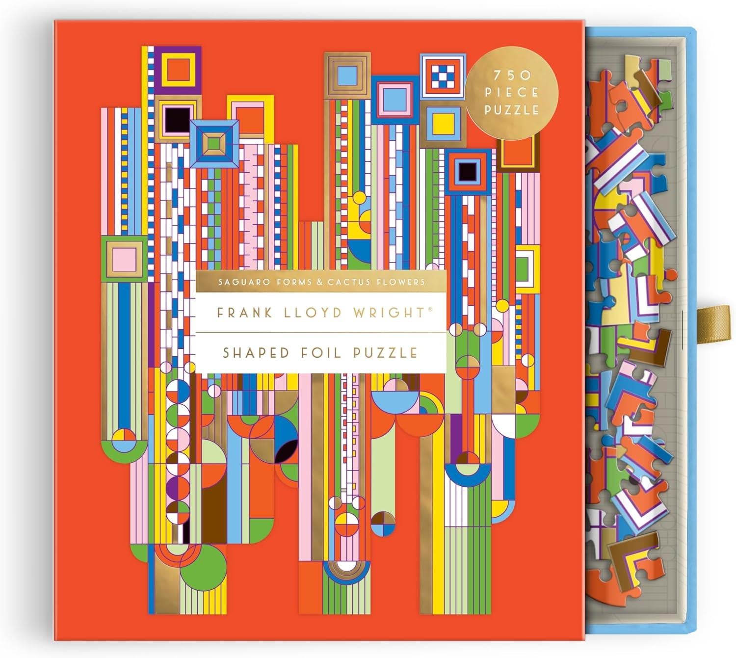 Galison Frank Lloyd Wright Saguaro Cactus & Forms Shaped Foil Jigsaw Puzzle (750 Pieces)