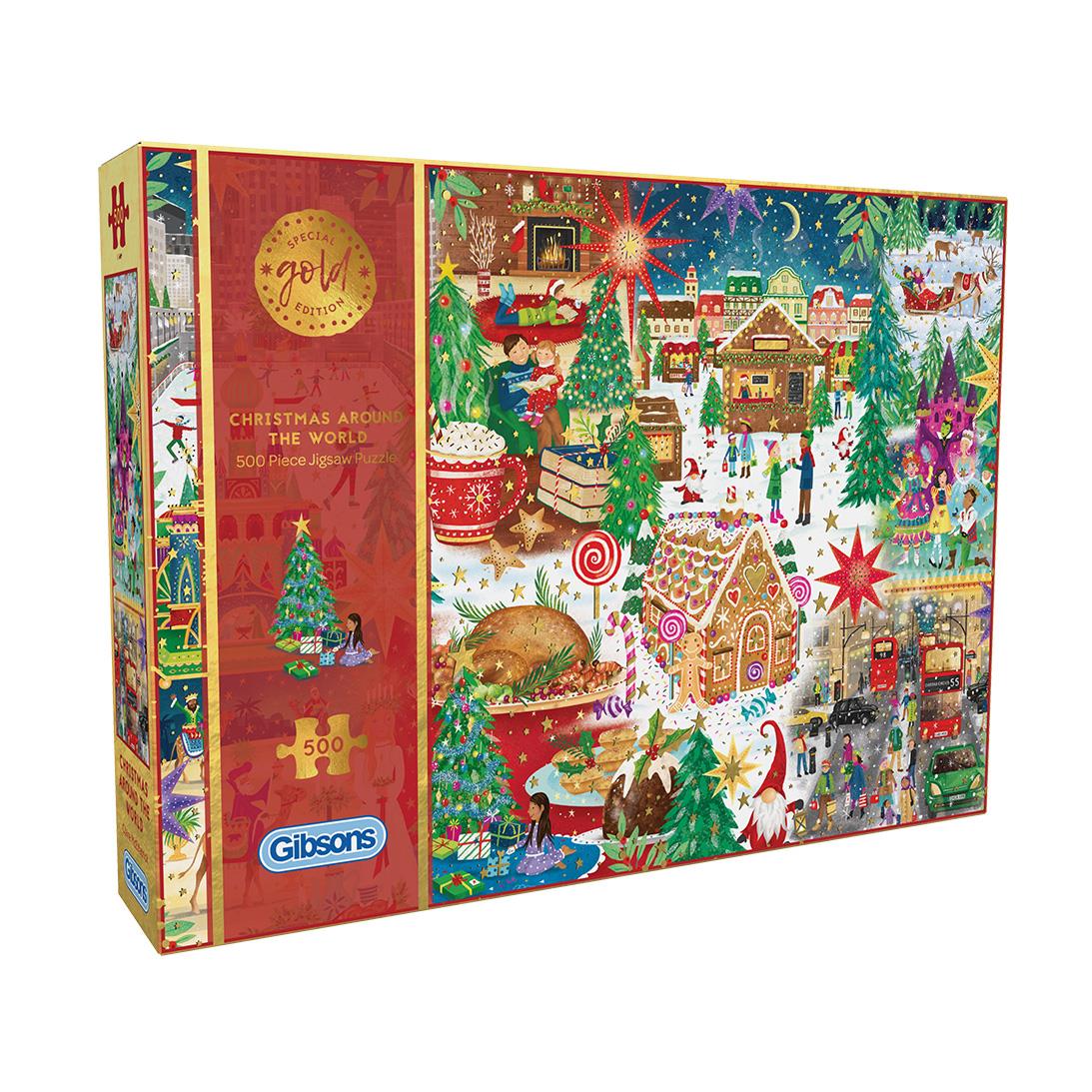 Gibsons Christmas Around The World Special Edition Gold Foil Jigsaw Puzzle (500 Pieces)