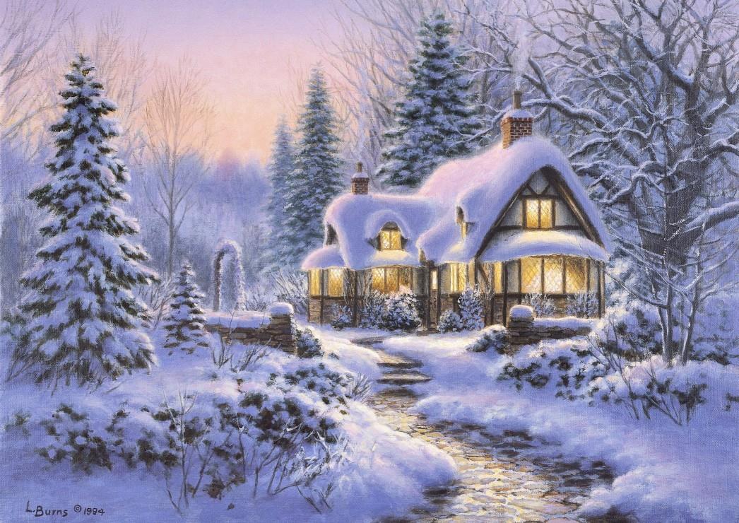 Bluebird Winter's Blanket Wouldbie Cottage Jigsaw Puzzle (500 Pieces)