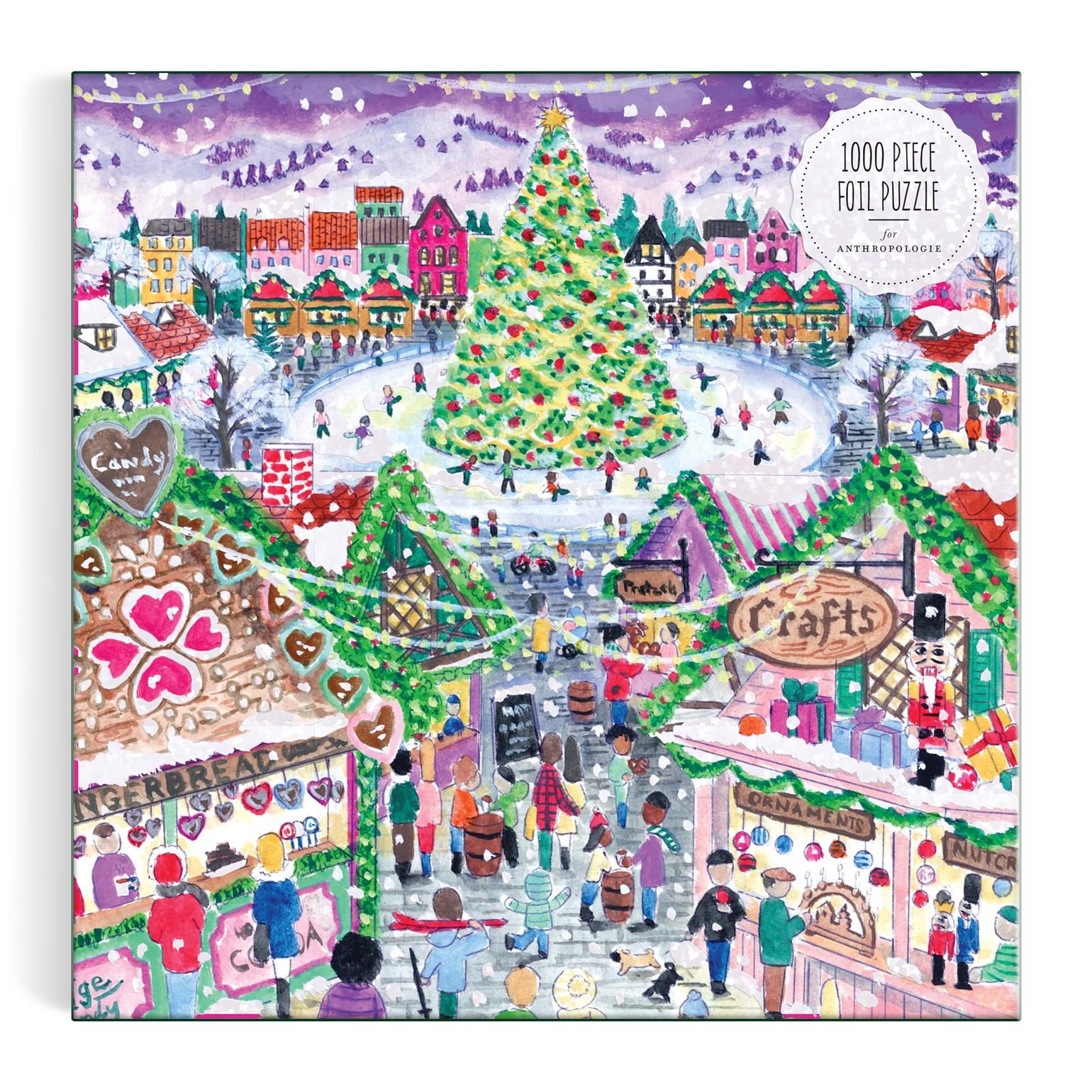 Galison Michael Storrings Holiday Village Market Foil Jigsaw Puzzle (1000 Pieces)