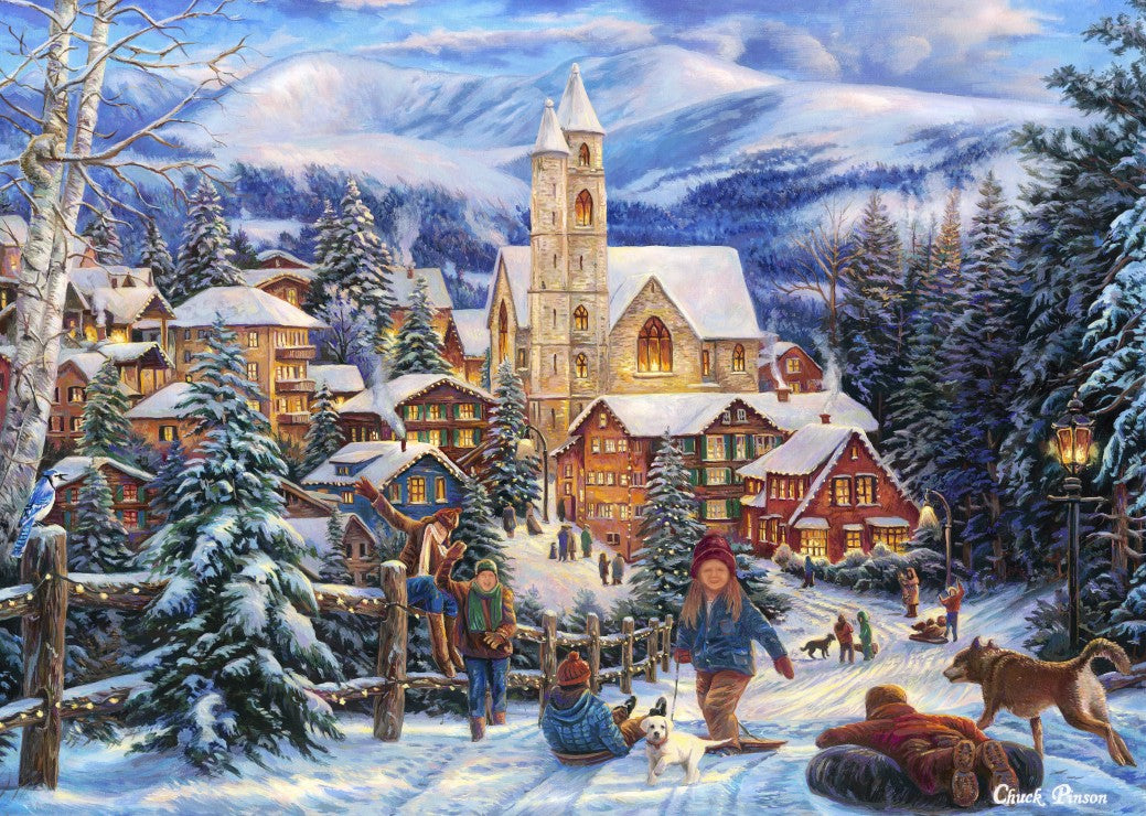 Grafika Chuck Pinson - Sledding To Town Jigsaw Puzzle (500 Pieces)