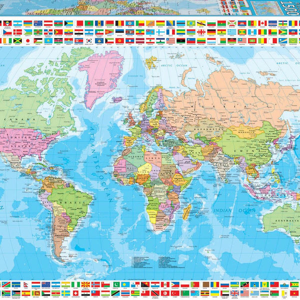 Educa Map of the World with Flags Jigsaw Puzzle (1500 Pieces) - DAMAGED