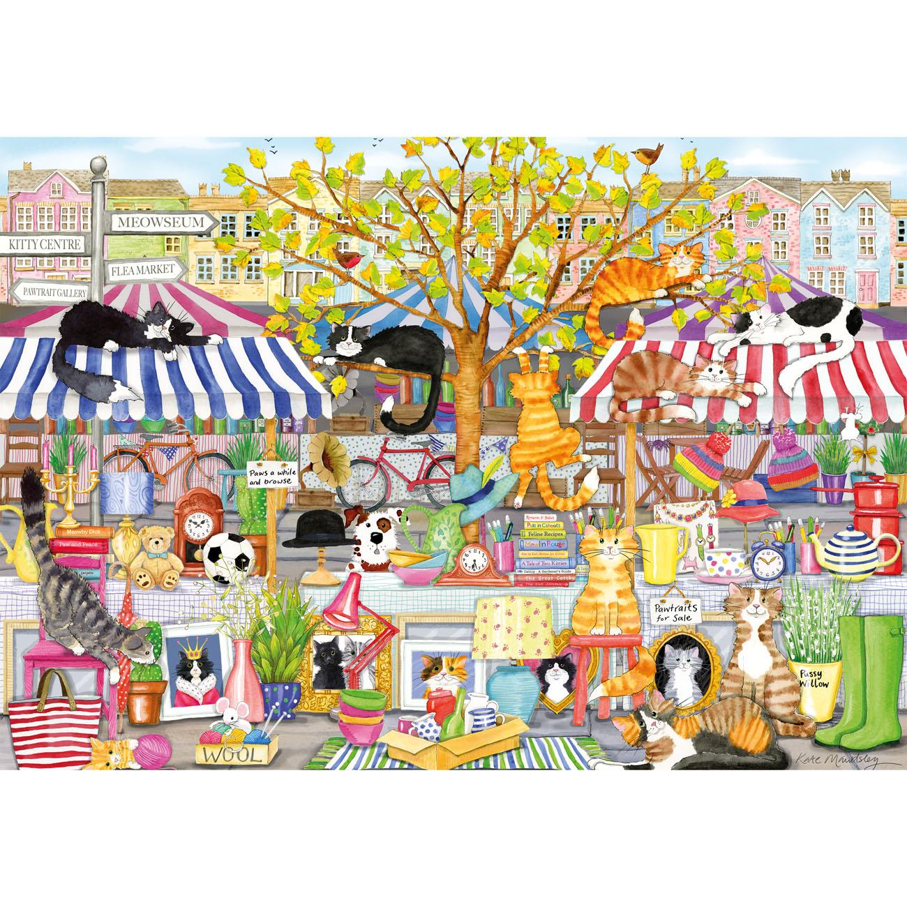 Gibsons Flea Market Moggies Jigsaw Puzzle (100 XXLPieces)